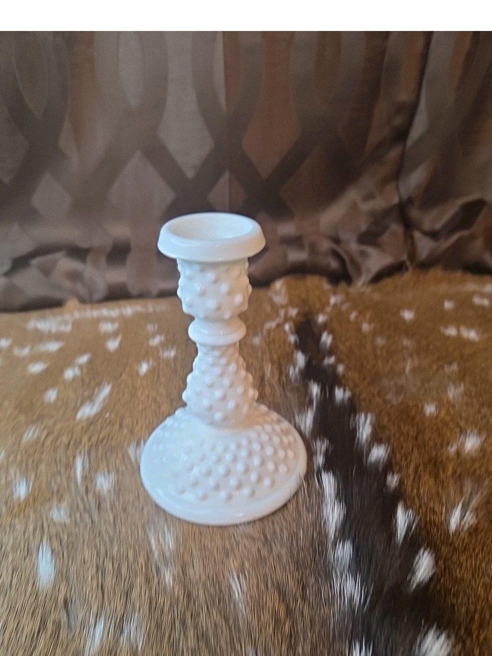 White Hobnail Glass Candle Holder – Classic Home Accents